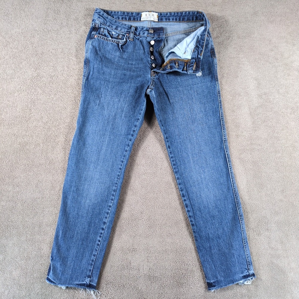 Free People We The Free Distressed Ankle Jeans Womens 26 Blue‎ Straight Leg